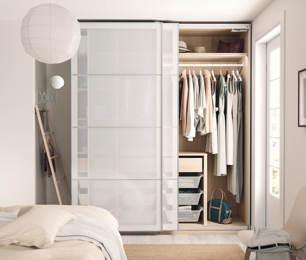 SVARTISDAL - SVARTISDAL 4 panels for sliding door frame, white paper effect, 100x236 cm