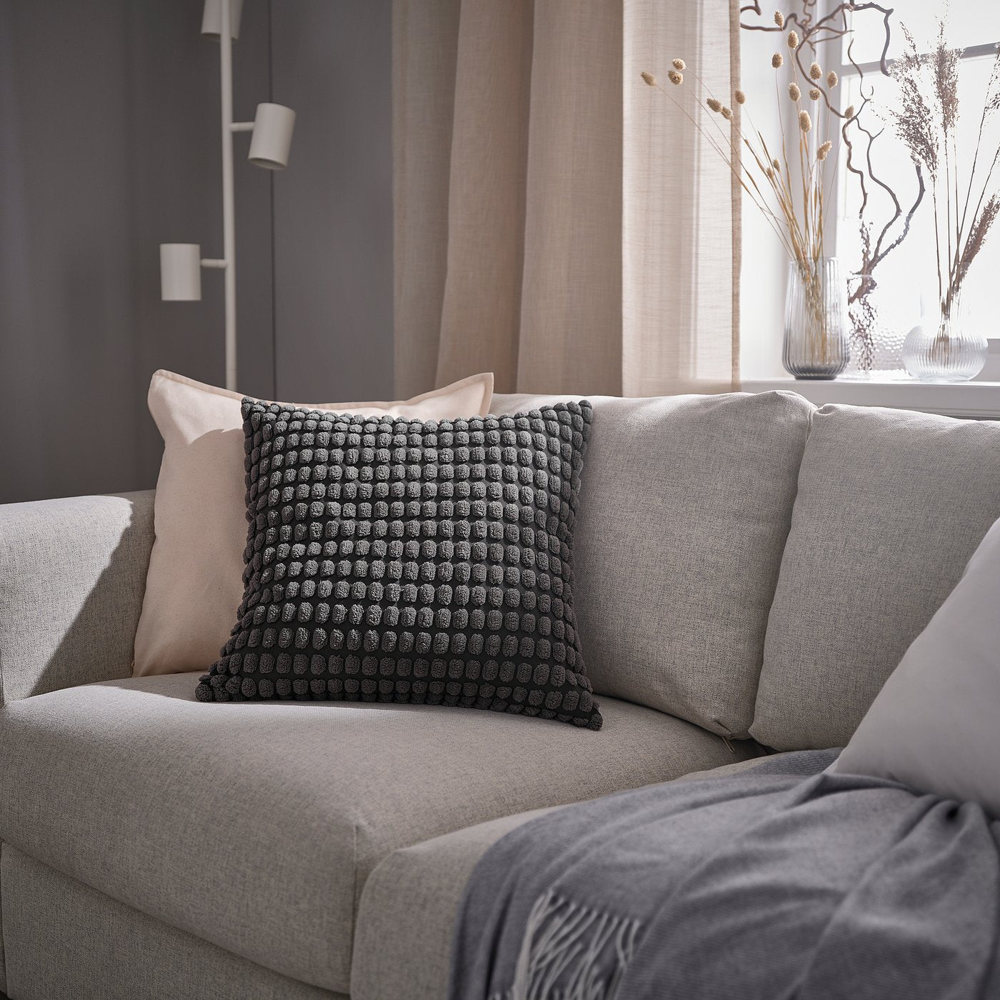 SVARTPOPPEL cushion cover, anthracite, 50x50 cm