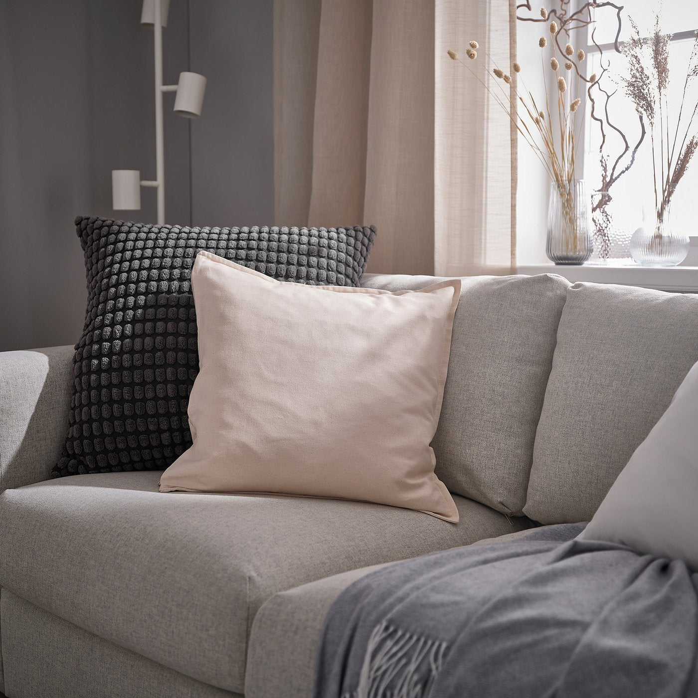 SVARTPOPPEL cushion cover, anthracite, 65x65 cm