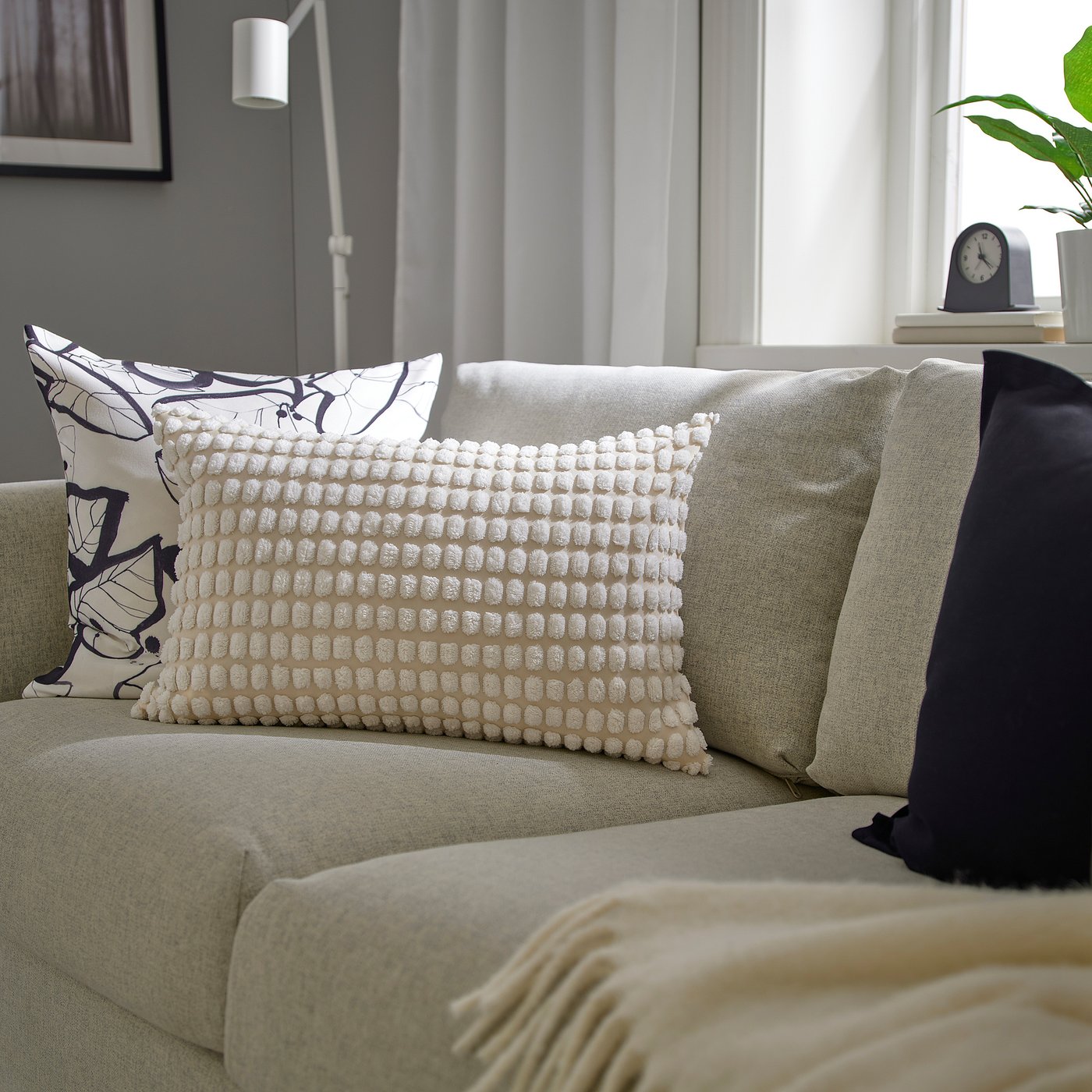 SVARTPOPPEL cushion cover, off-white, 40x58 cm
