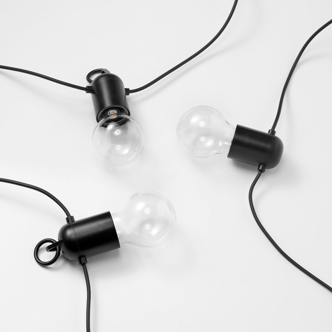 SVARTRÅ LED lighting chain with 12 bulbs, outdoor black