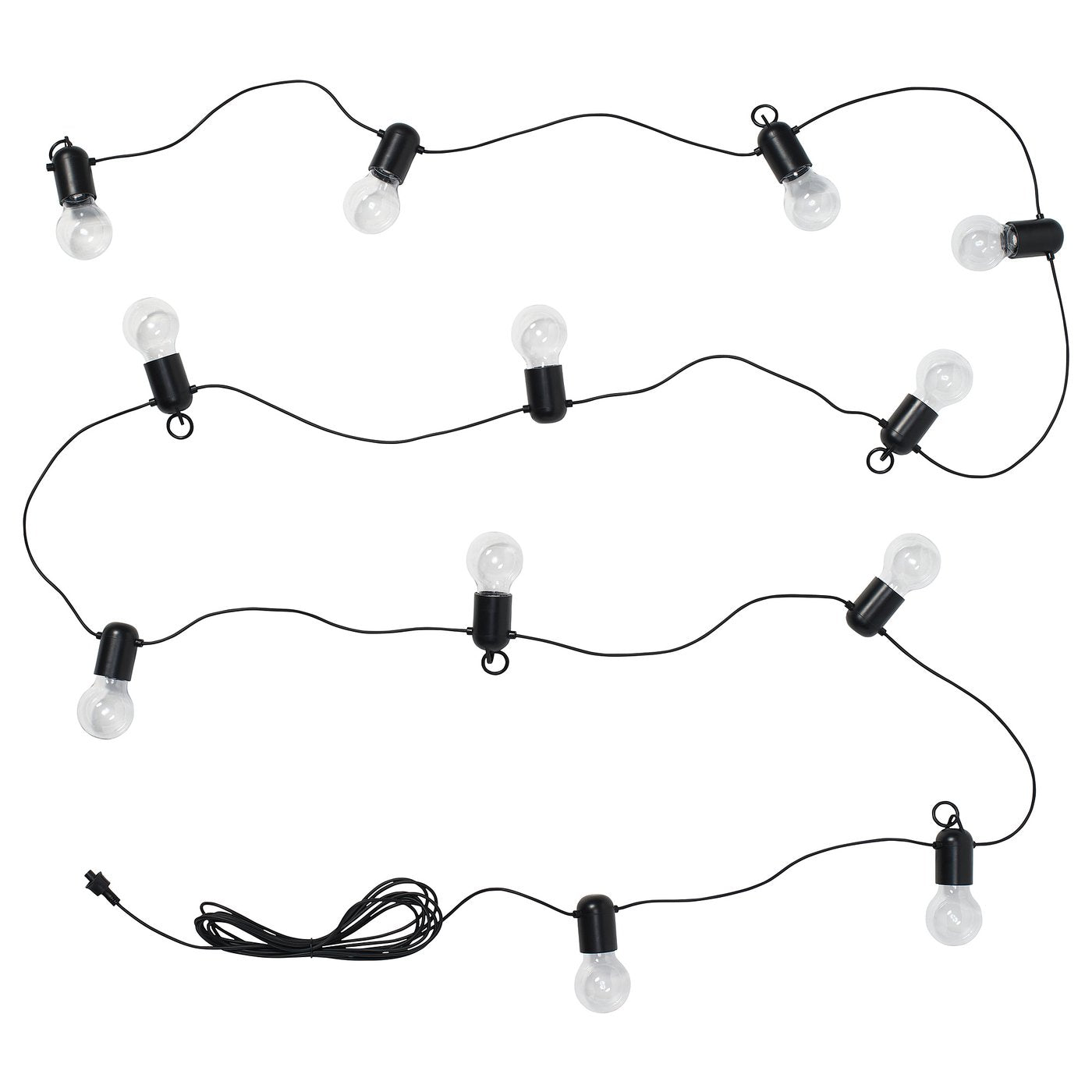 SVARTRÅ LED lighting chain with 12 bulbs, outdoor black