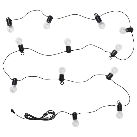 SVARTRÅ LED lighting chain with 12 bulbs, outdoor black