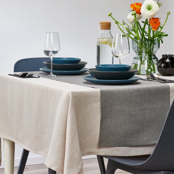 SVARTSENAP table-runner, grey, 35x130 cm