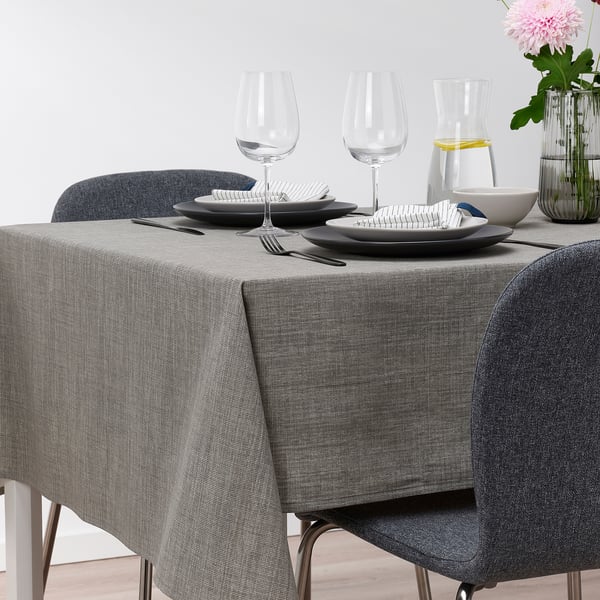 SVARTSENAP tablecloth, grey, 145x240 cm