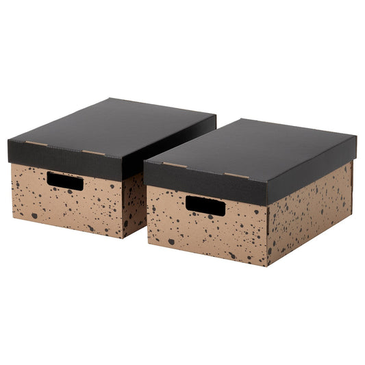 SVARTTRÄDA box with lid, 25x35x16 cm, 2 pack