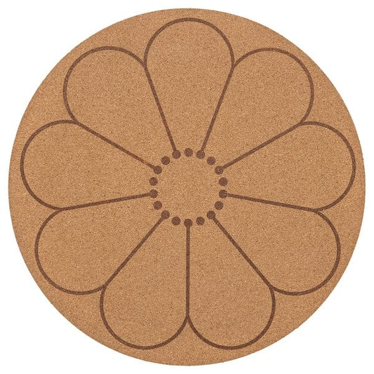 Ikea SVARTVIDE - Place mat, cork/patterned flower, 35 cm