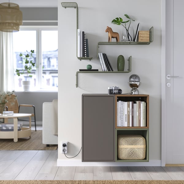 SVENSHULT wall shelf, grey-green, 60x20 cm