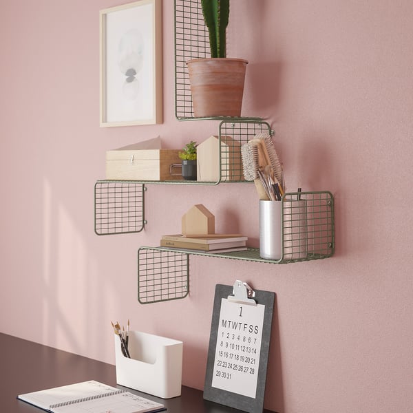 SVENSHULT wall shelf, grey-green, 60x20 cm