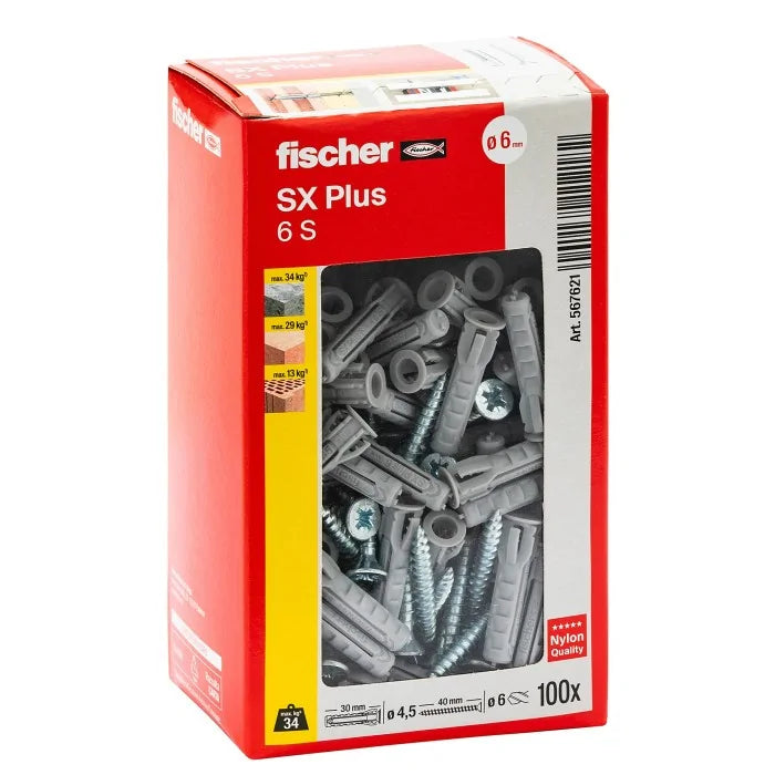 FISCHER SX PLUS ANCHOR D.6 W/SCREW 100PCS