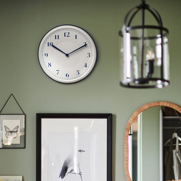 SYKOMORLÖNN - SYKOMORLÖNN Wall clock, white/blue, 30 cm