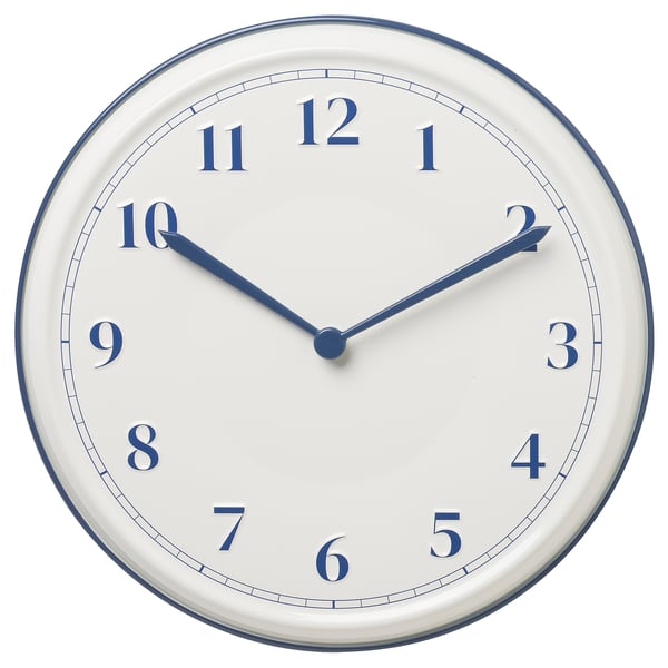 SYKOMORLÖNN - SYKOMORLÖNN Wall clock, white/blue, 30 cm