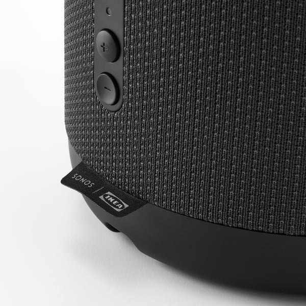 SYMFONISK Wi-Fi lamp/speaker, glass lampshade - black ,