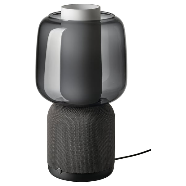 SYMFONISK Wi-Fi lamp/speaker, glass lampshade - black ,