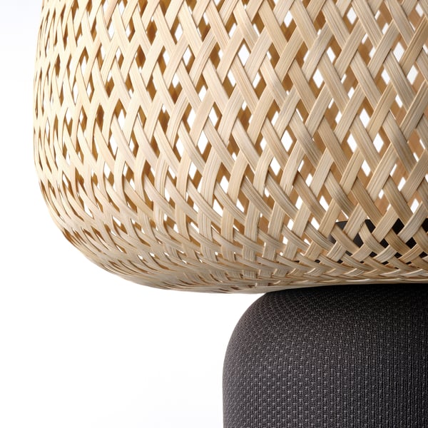 SYMFONISK - Floor lamp with Wi-Fi case, bamboo/smart ,