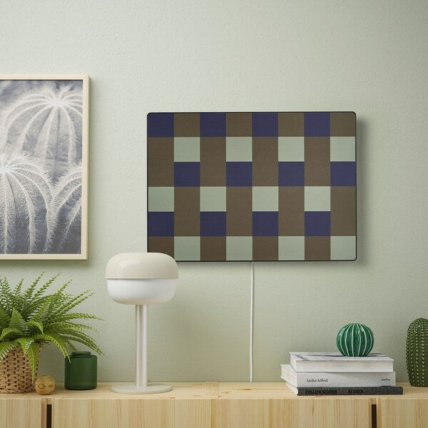 SYMFONISK - Frame panel with case, blue/green squares