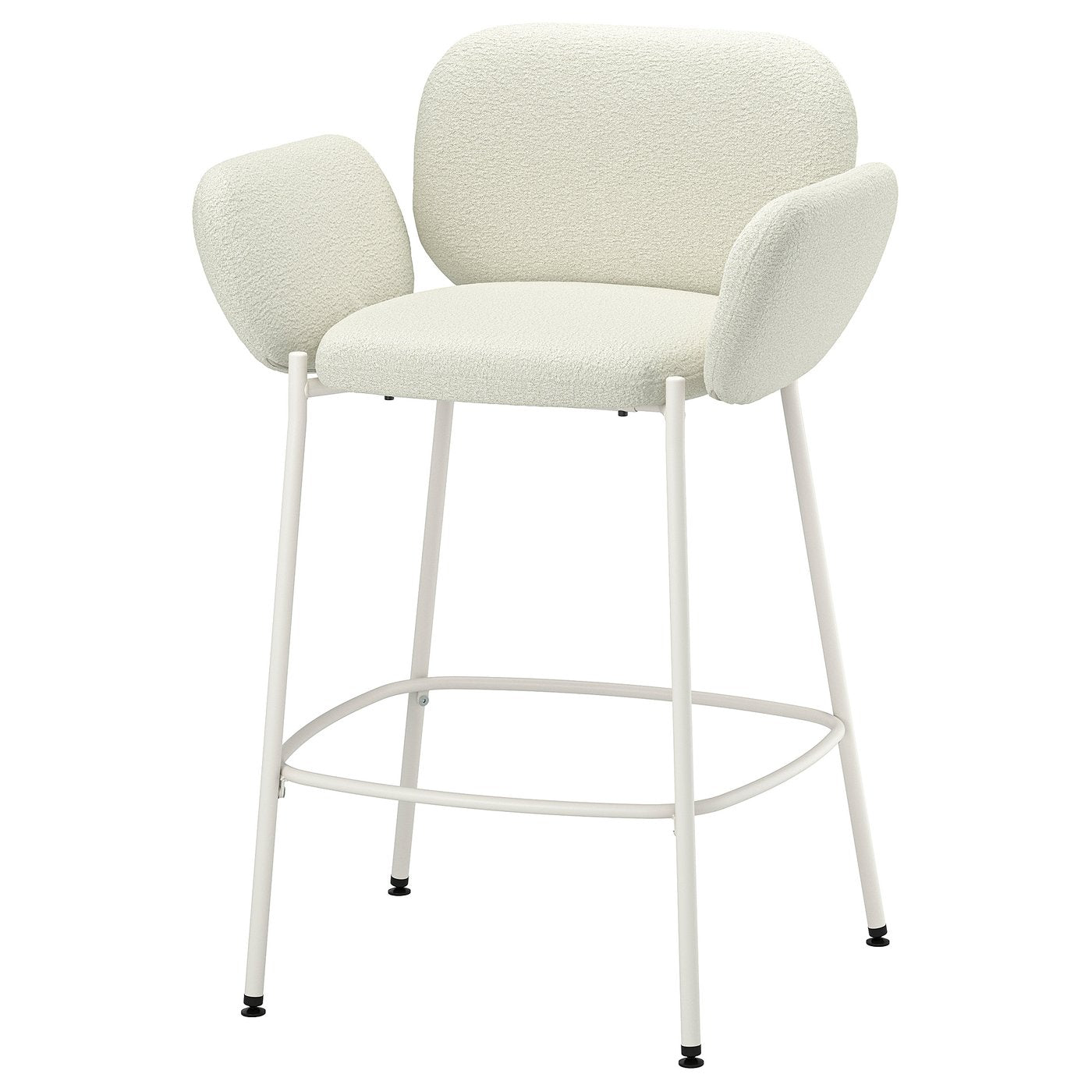 SYNTORP bar stool with backrest, counter height white/Axvall off-white, 66 cm