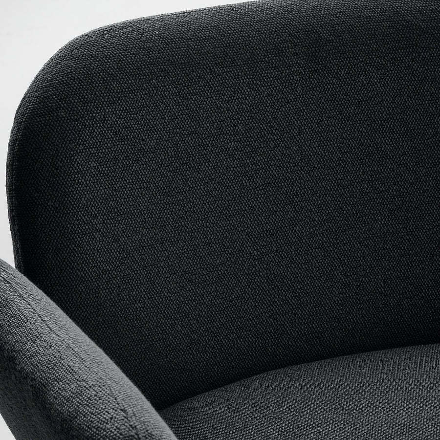 SYNTORP bar stool with backrest, counter height black/Knäbäck anthracite, 66 cm