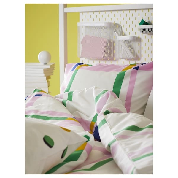 Ikea SYRABLADMAL - Duvet cover and 2 pillowcases, multicolour/check, 240x220/50x80 cm