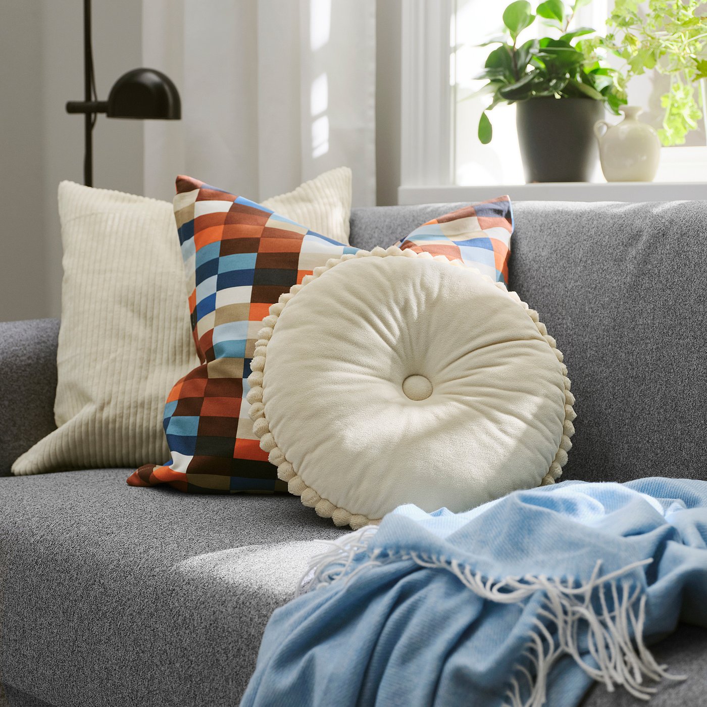 SYRENBUSKE cushion, light beige, 36 cm