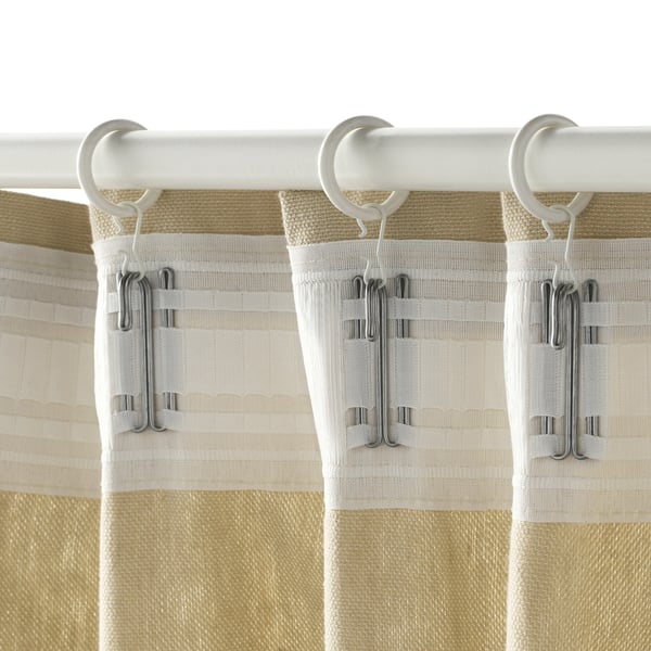 SYRLIG - SYRLIG Curtain ring with clip and hook, white, 25 mm