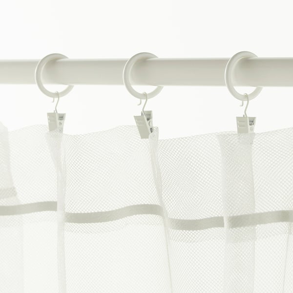 SYRLIG curtain ring with clip and hook, white, 25 mm, 10 pack