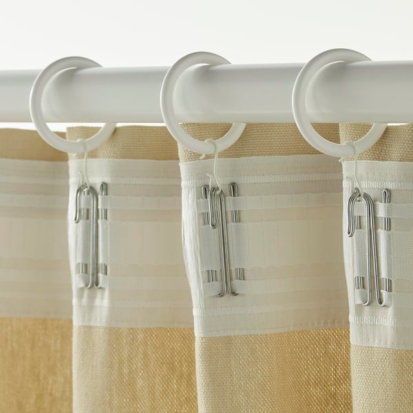 SYRLIG curtain ring with clip and hook, white, 38 mm, 10 pack