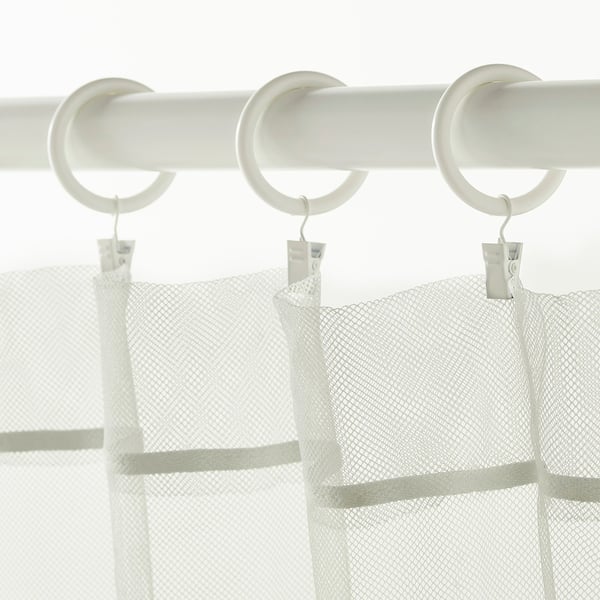 SYRLIG curtain ring with clip and hook, white, 38 mm, 10 pack