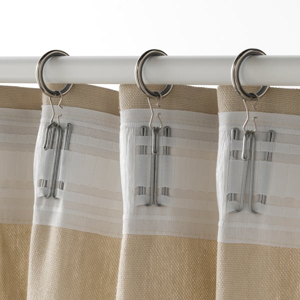 SYRLIG curtain ring with clip and hook, nickel-plated, 25 mm, 10 pack