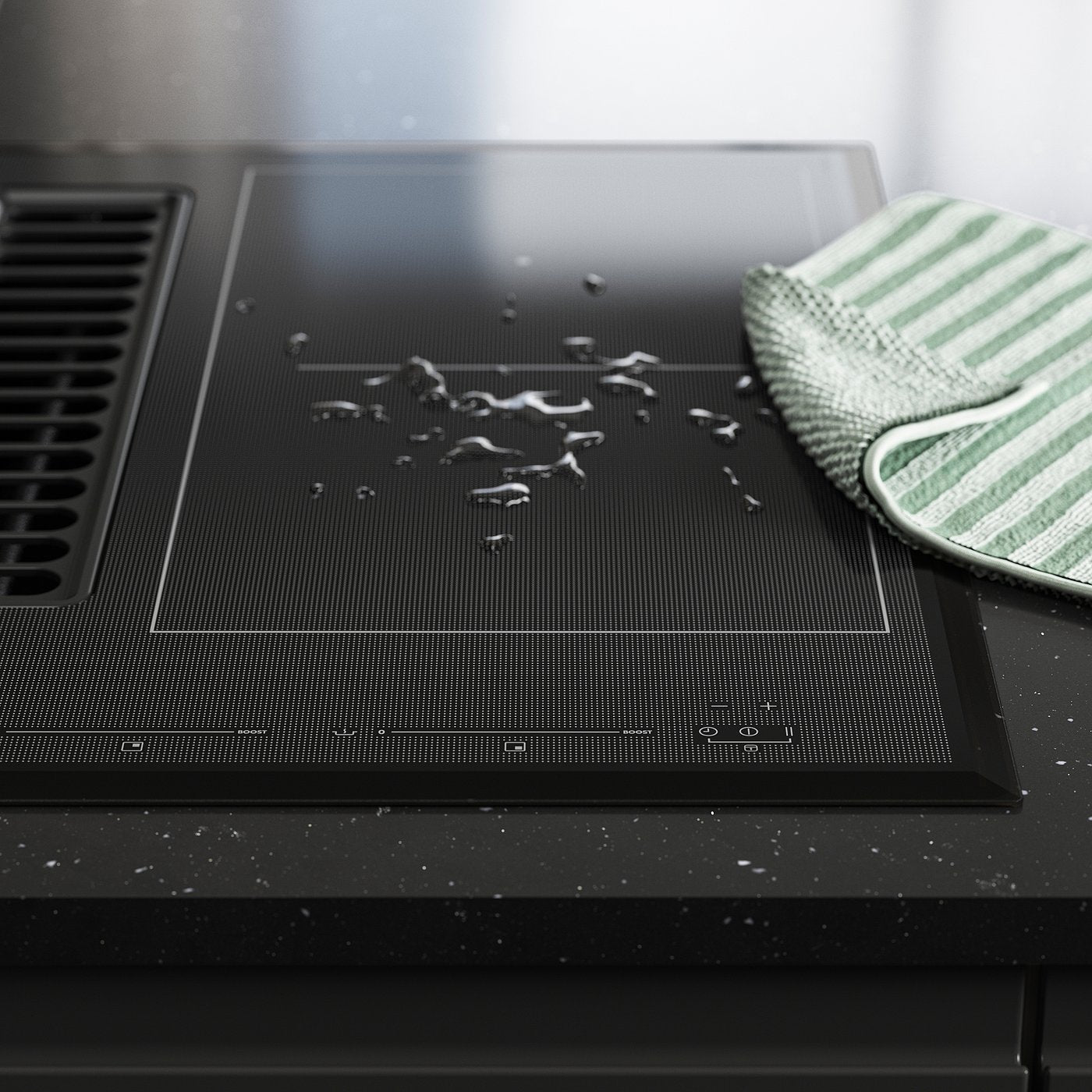 TÄCKNAN induction hob/integrated extractor, IKEA 500 black, 60 cm