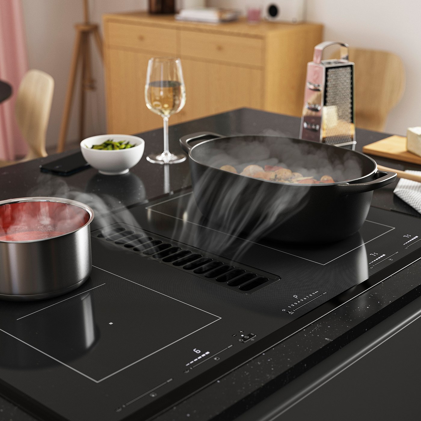 TÄCKNAN ind hob/int extractor w recirc kit, IKEA 500/black