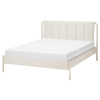 TÄLLÅSEN upholstered bed frame, Kulsta light beige/Lillhällan, 160x200 cm