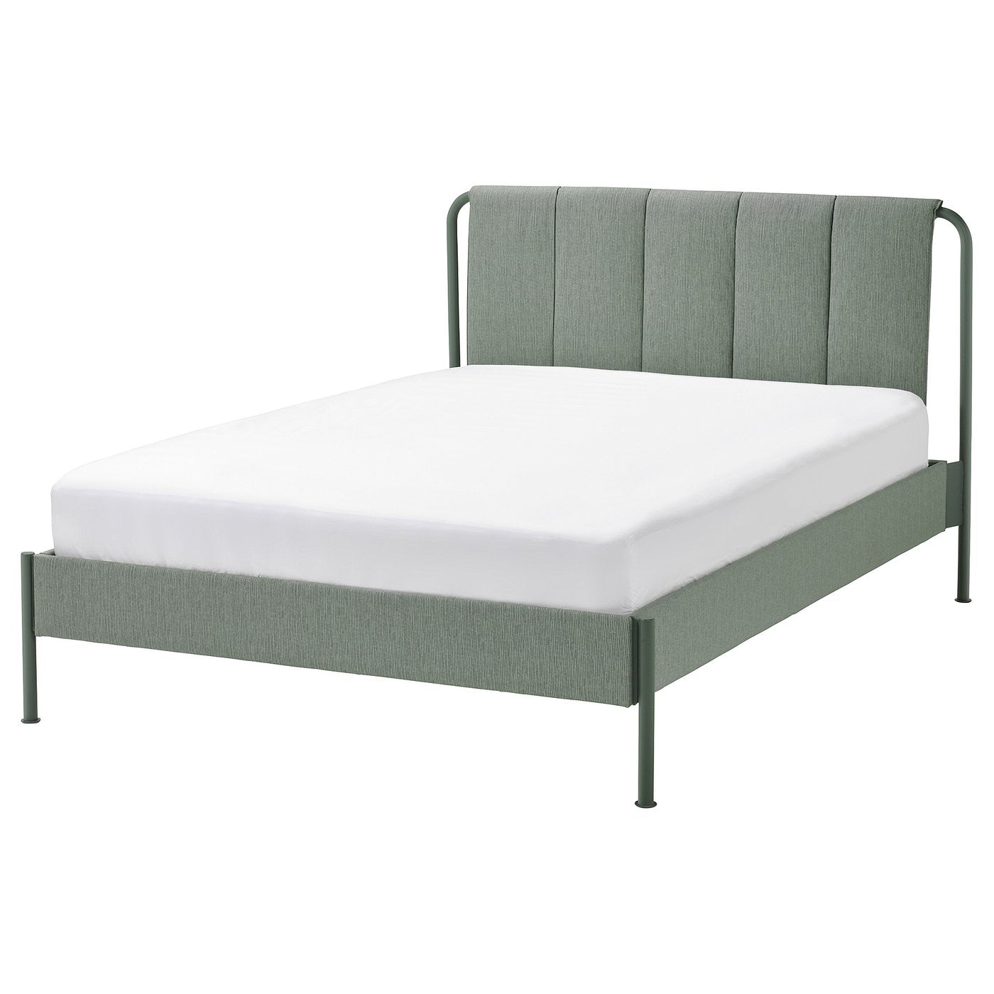 TÄLLÅSEN upholstered bed frame, Kulsta grey-green/Lillhällan, 140x200 cm