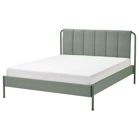 TÄLLÅSEN upholstered bed frame, Kulsta grey-green/Lillhällan, 160x200 cm