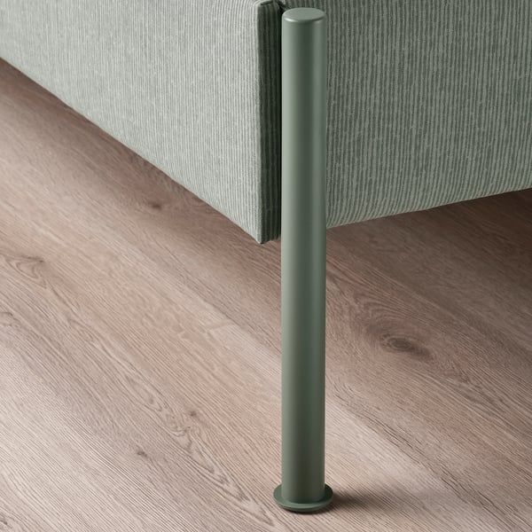 TÄLLÅSEN upholstered bed frame with mattress, Kulsta grey-green/Valevåg extra firm, 140x200 cm