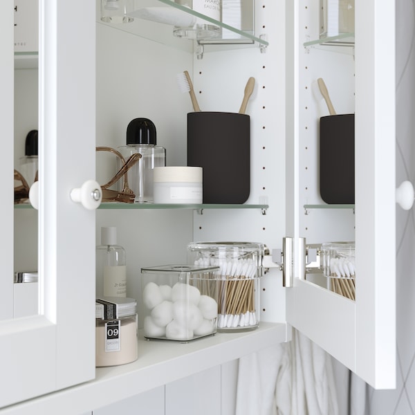 TÄNNFORSEN - Mirror cabinet with doors, white, 80x15x95 cm