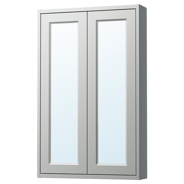 TÄNNFORSEN mirror cabinet with doors, light grey, 60x15x95 cm