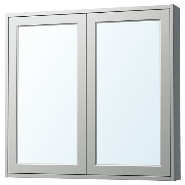 TÄNNFORSEN mirror cabinet with doors, light grey, 100x15x95 cm