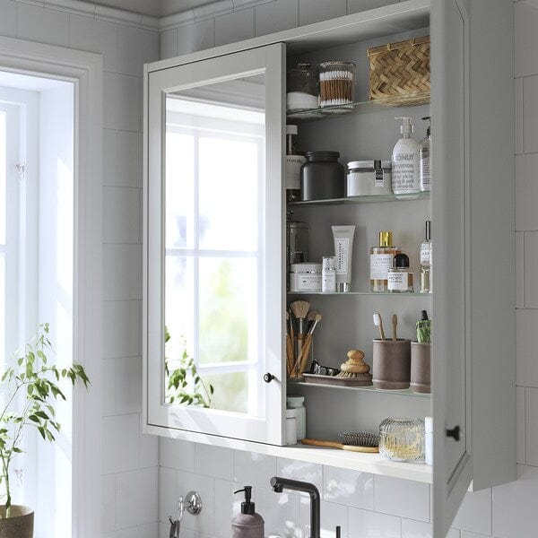 Ikea TÄNNFORSEN - Mirror cabinet with doors, light grey,100x15x95 cm