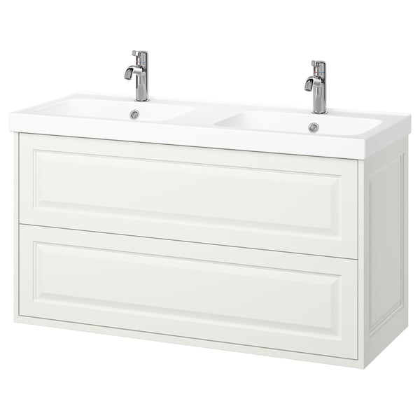 TÄNNFORSEN / ORRSJÖN wash-stnd w drawers/wash-basin/taps, white, 122x49x69 cm