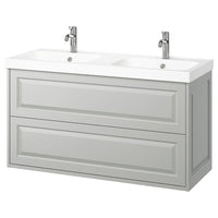 TÄNNFORSEN / ORRSJÖN wash-stnd w drawers/wash-basin/taps, light grey, 122x49x69 cm