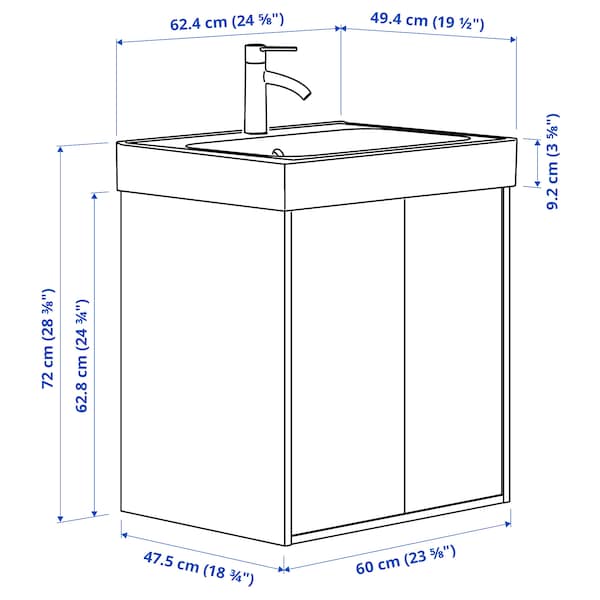 TÄNNFORSEN / ORRSJÖN - Washbasin/drawer unit pr/misc, white,62x49x72 cm