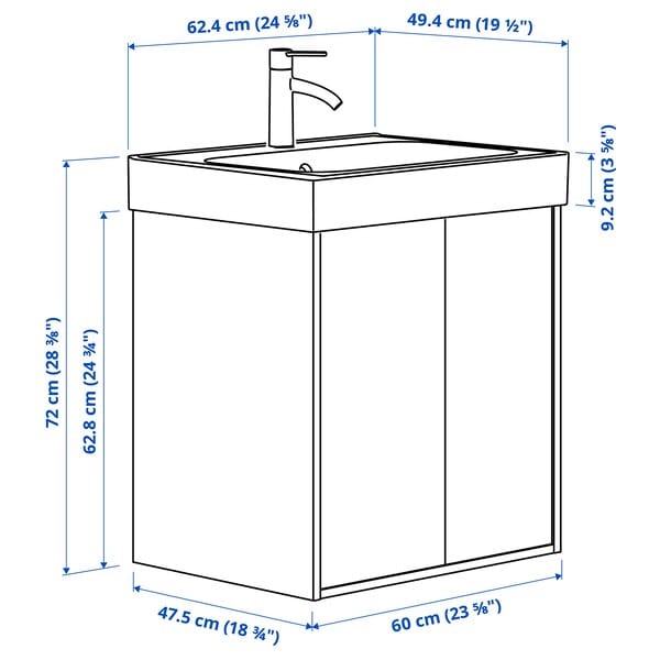 Ikea TÄNNFORSEN / ORRSJÖN - Washbasin/drawer unit pr/misc, light grey,62x49x72 cm