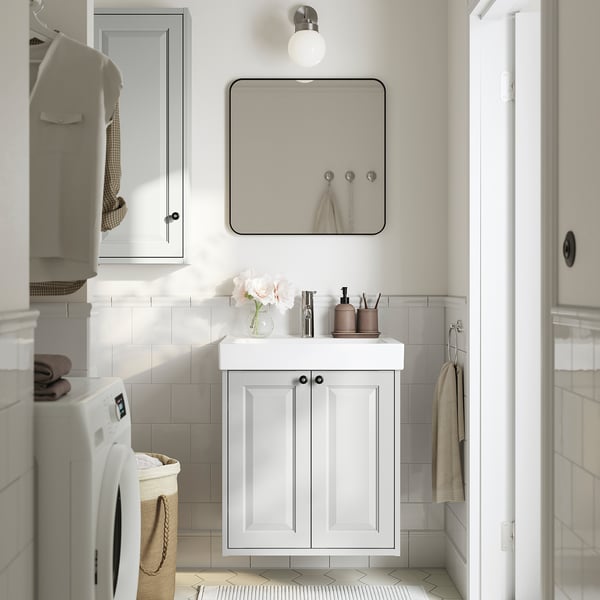 TÄNNFORSEN / ORRSJÖN wash-stnd w drs/deep wash-basin/tap, light grey, 62x49x72 cm