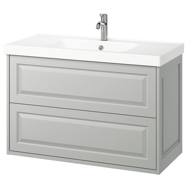 TÄNNFORSEN / ORRSJÖN wash-stnd w drawers/wash-basin/tap, light grey, 102x49x69 cm