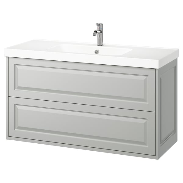 TÄNNFORSEN / ORRSJÖN wash-stnd w drawers/wash-basin/tap, light grey, 122x49x69 cm