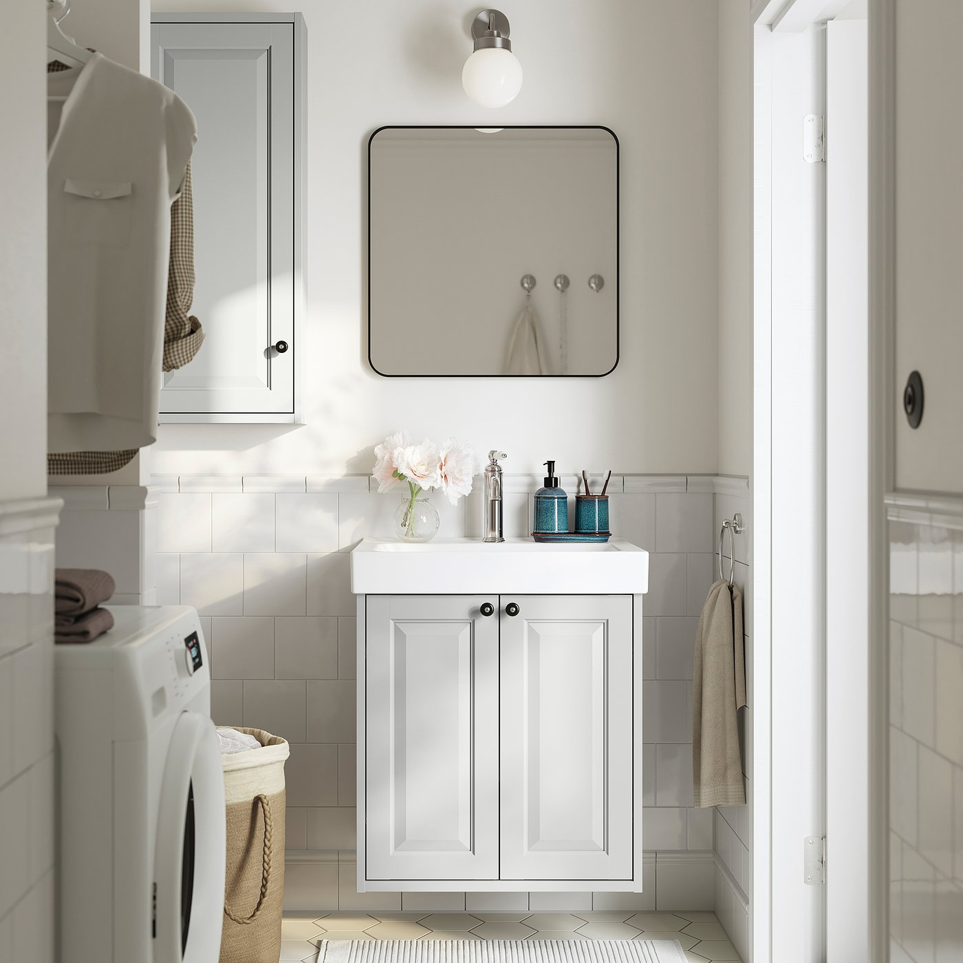 TÄNNFORSEN / ORRSJÖN wash-stnd w drs/deep wash-basin, light grey, 62x49x72 cm