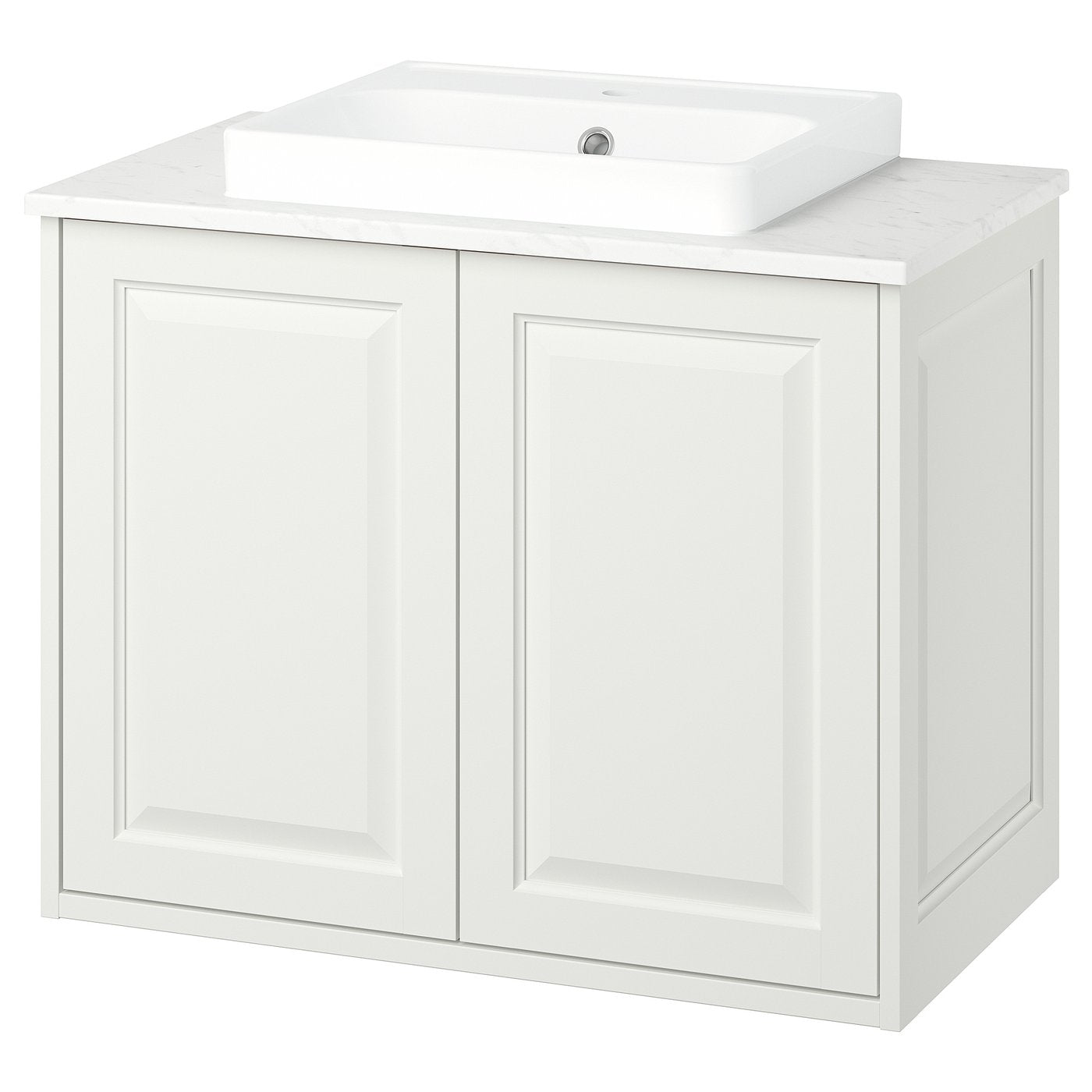 TÄNNFORSEN / ORRSJÖN wash-stnd w doors/wash-basin, white/white marble effect, 82x49x71 cm