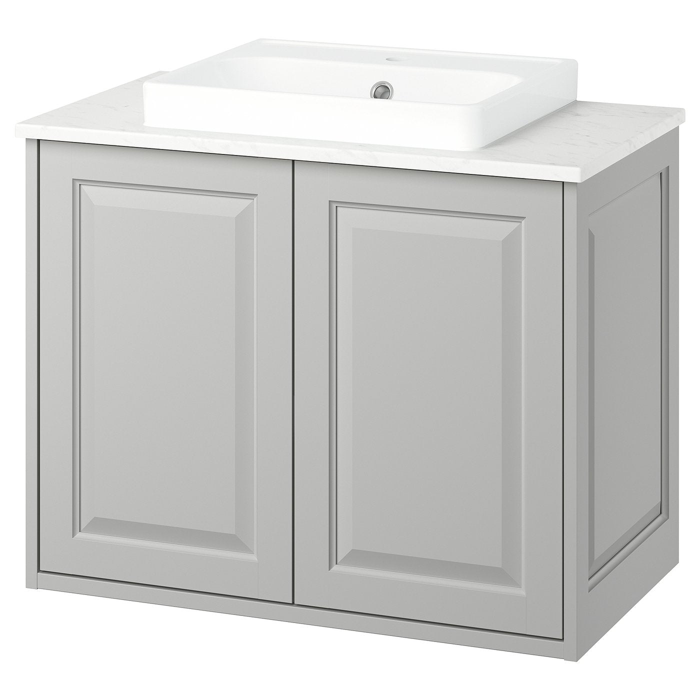 TÄNNFORSEN / ORRSJÖN wash-stnd w doors/wash-basin, light grey/white marble effect, 82x49x71 cm