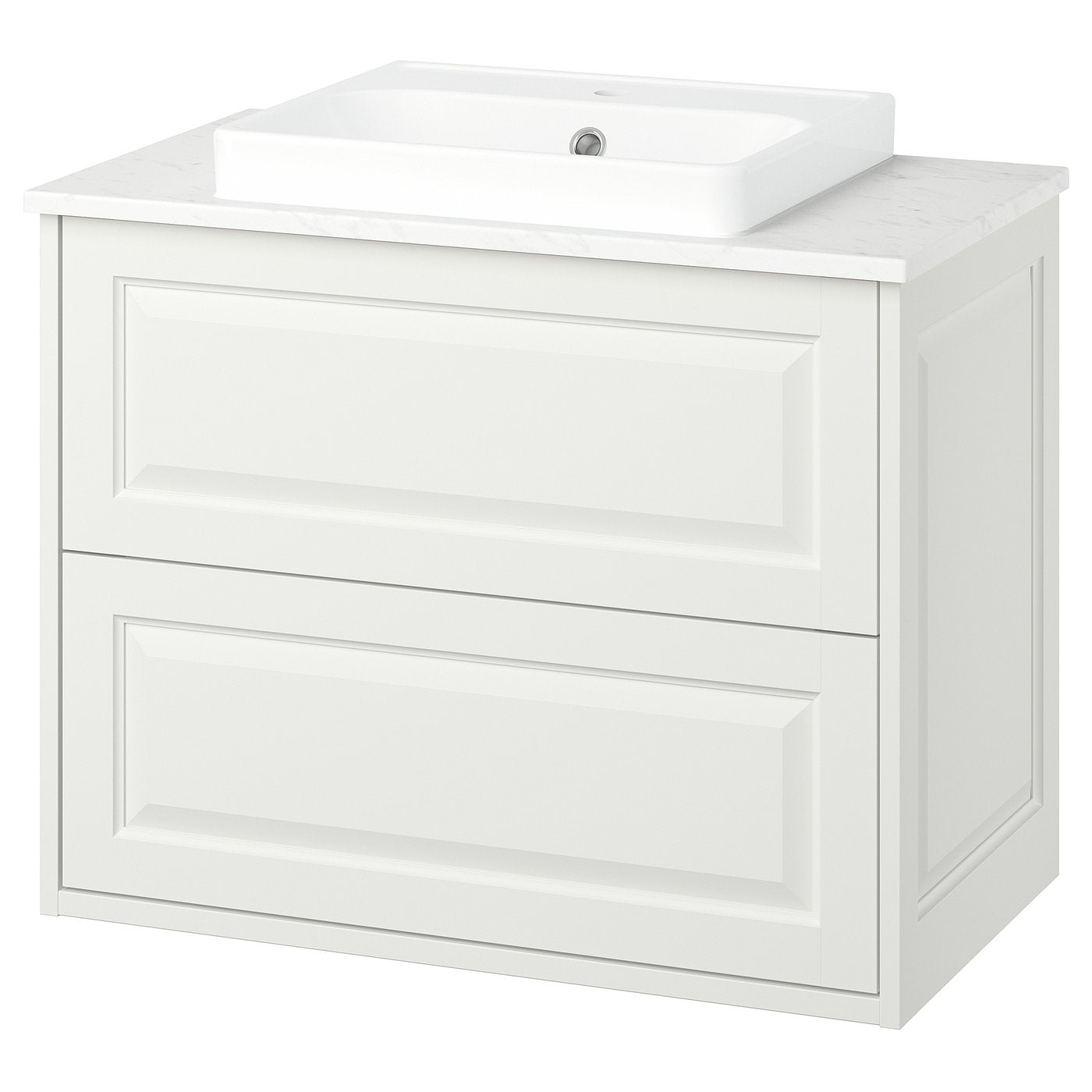 TÄNNFORSEN / ORRSJÖN wash-stnd w drawers/wash-basin, white/white marble effect, 82x49x71 cm